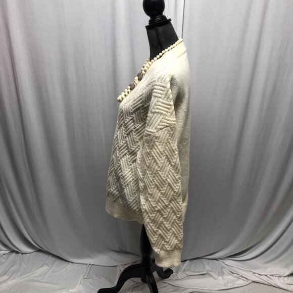 Epretty Cream Textured Knit Pullover Sweater Womens Size Small Long Sleeve NEW - Picture 4 of 9